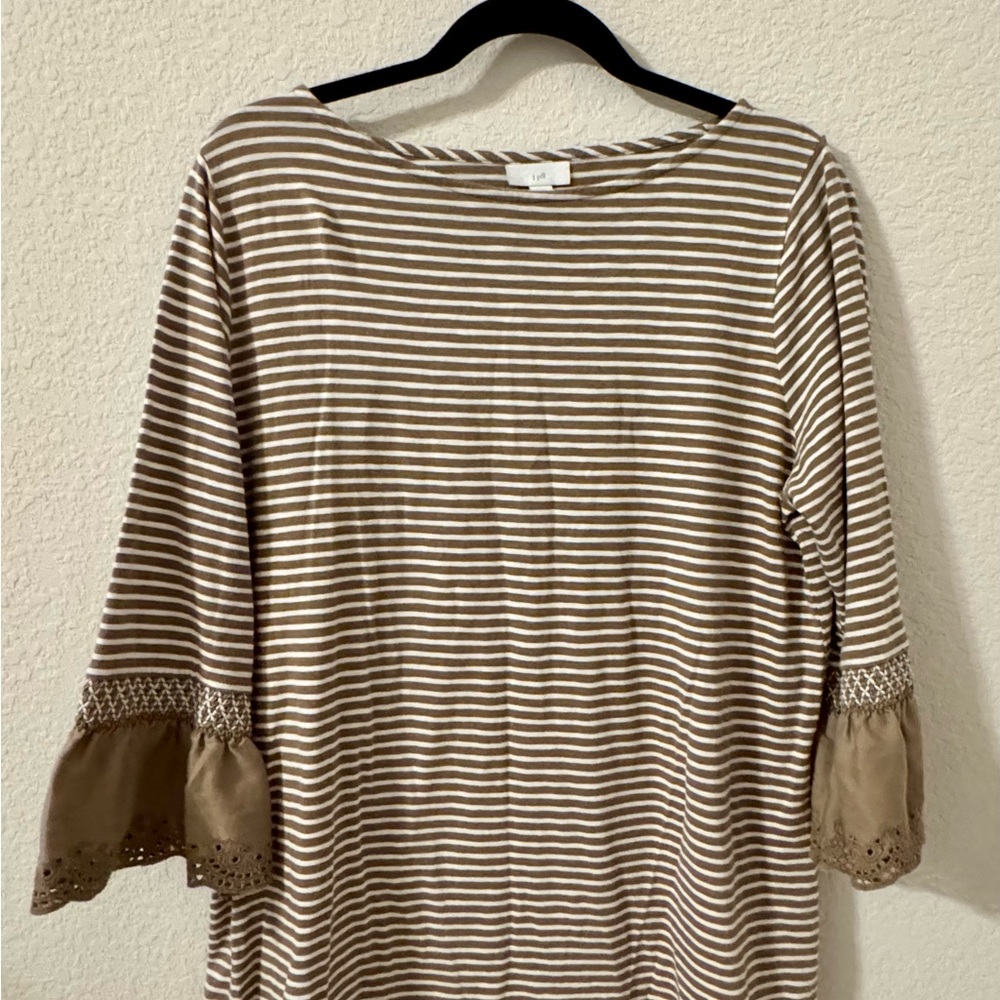 J. Jill Brown Striped Blouse